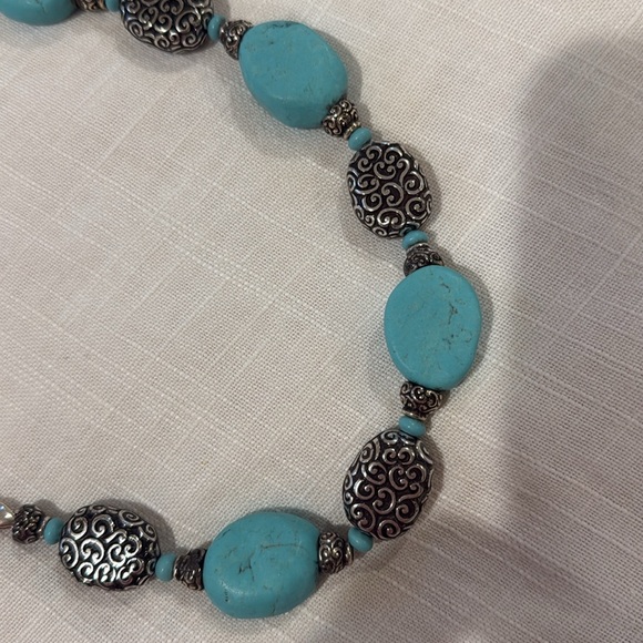 Brighton Turquoise and Silver chunky Necklace and bracelet set - Picture 2 of 4